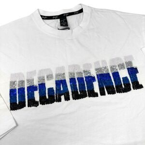 SEAN JOHN White T-Shirt with Decadence Sequin Logo Hip Hop‎ NWT XL